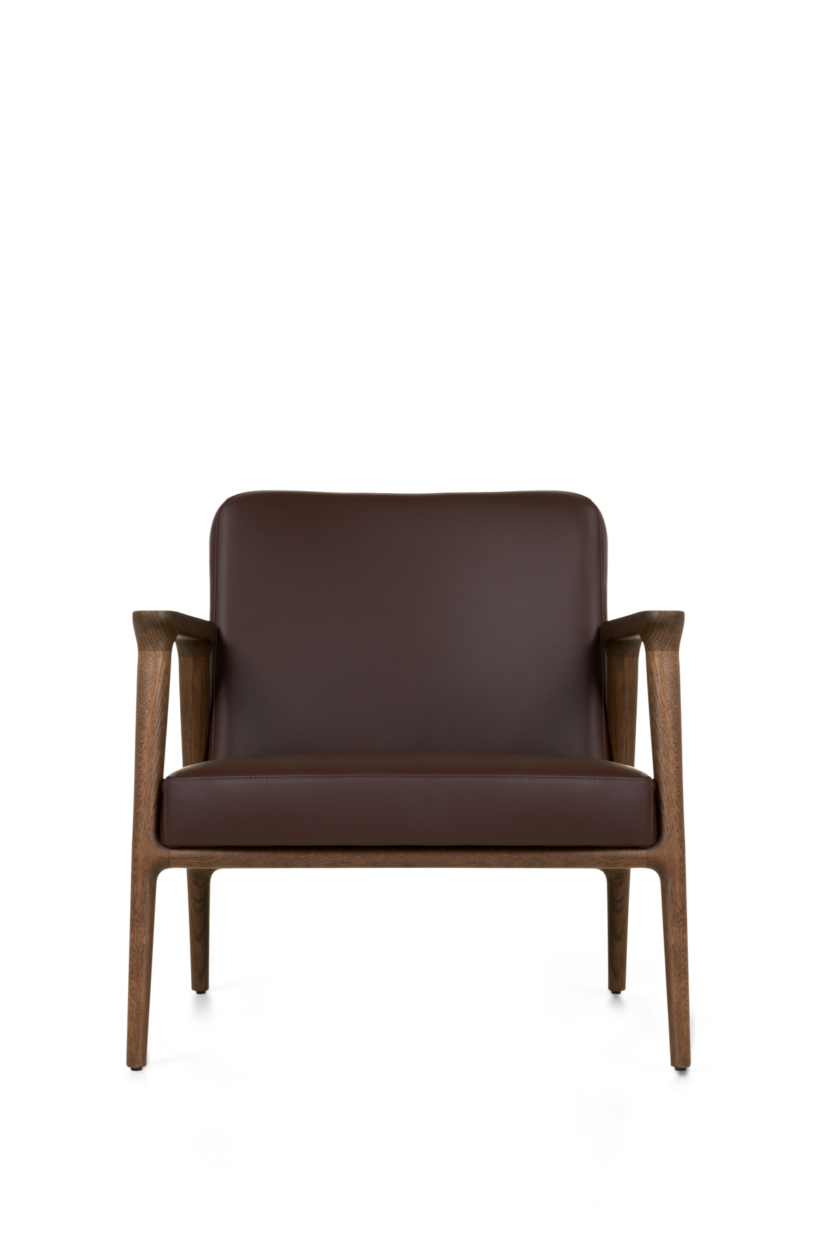 Zio Lounge Chair Spectrum brown with cinnamon legs front view